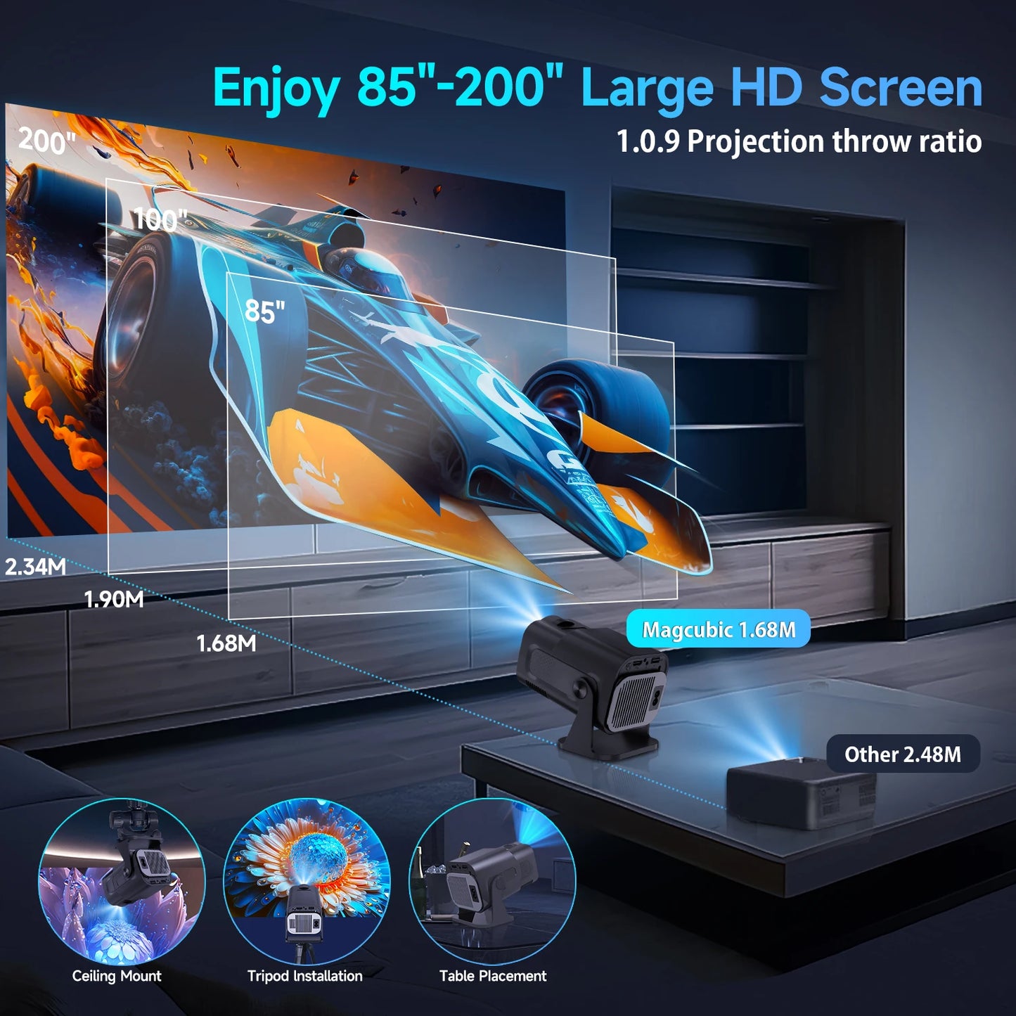 Mini Projector 4K 180° Rotable