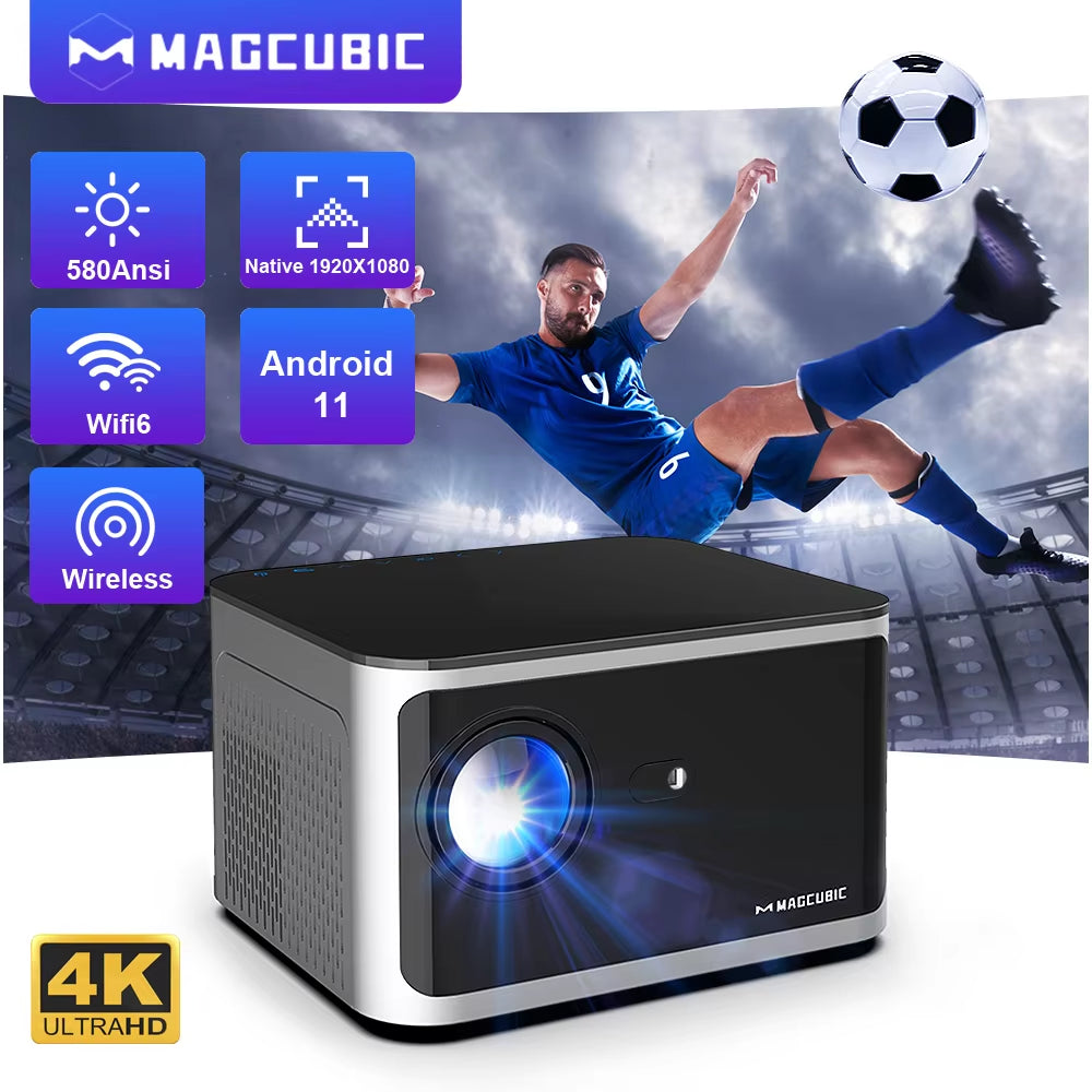 Smart Proyector Android 11 4K Smart Projector 580ANSI 1920*1080P Full HD Wifi6 BT5.0 Allwinner H713 Voice Control Home Cinema Theater