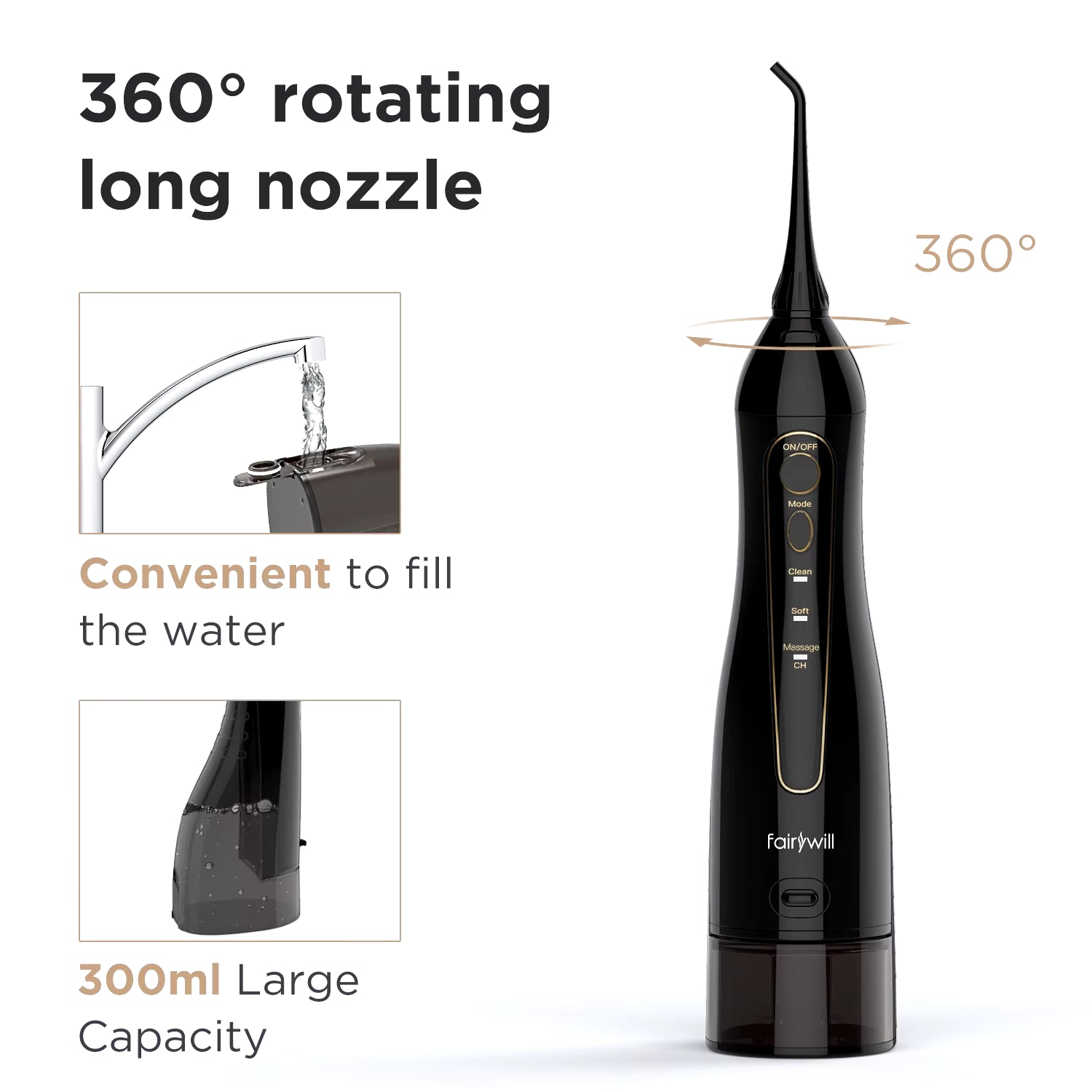 Water Flossers for Teeth 300ML Oral Irrigator Rechargeable 