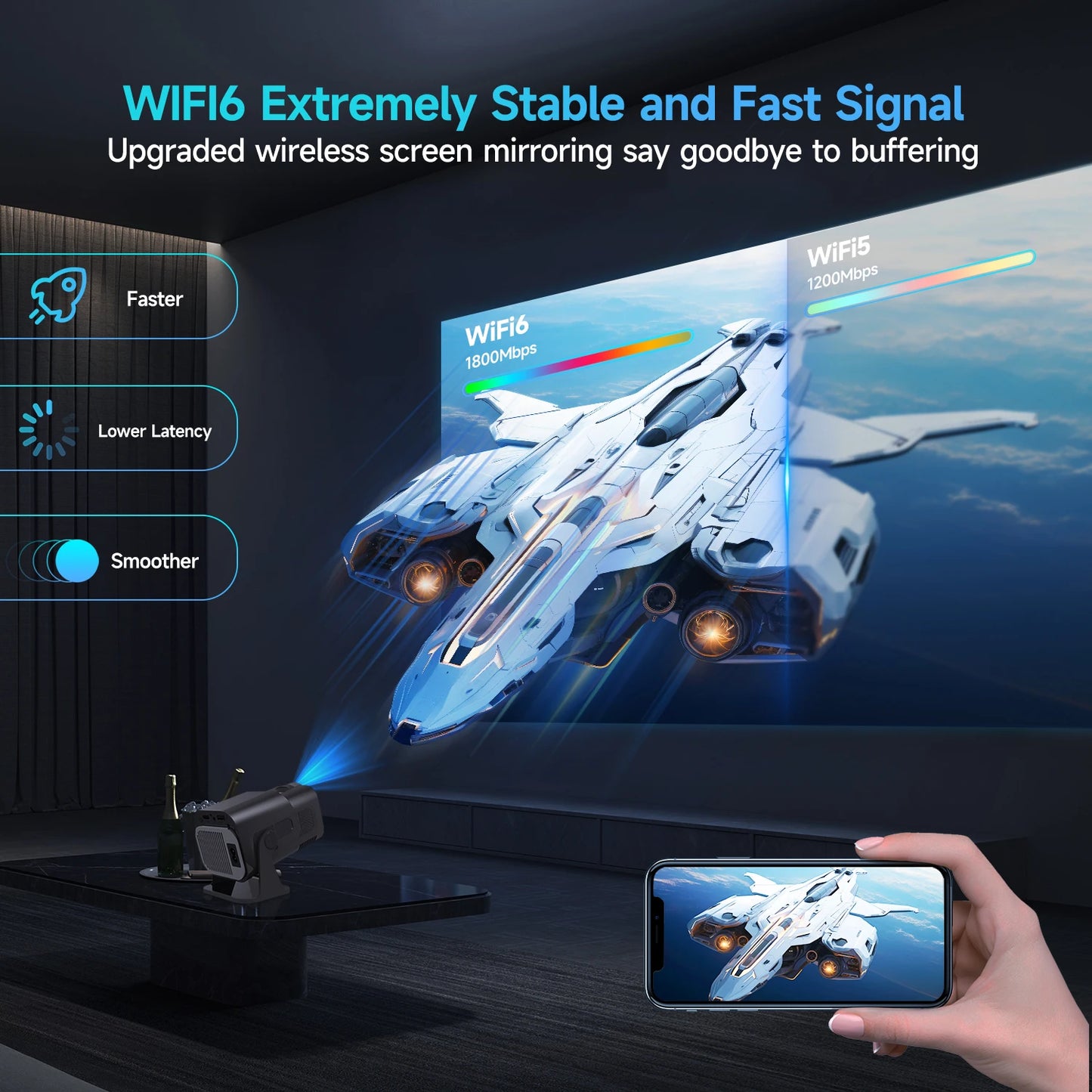 Mini Projector 4K 180° Rotable