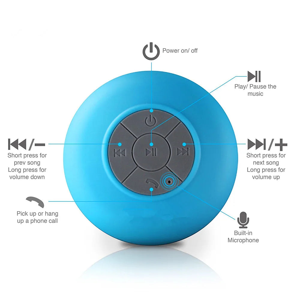 Mini Bluetooth Speaker Shower Subwoofer Waterproof 