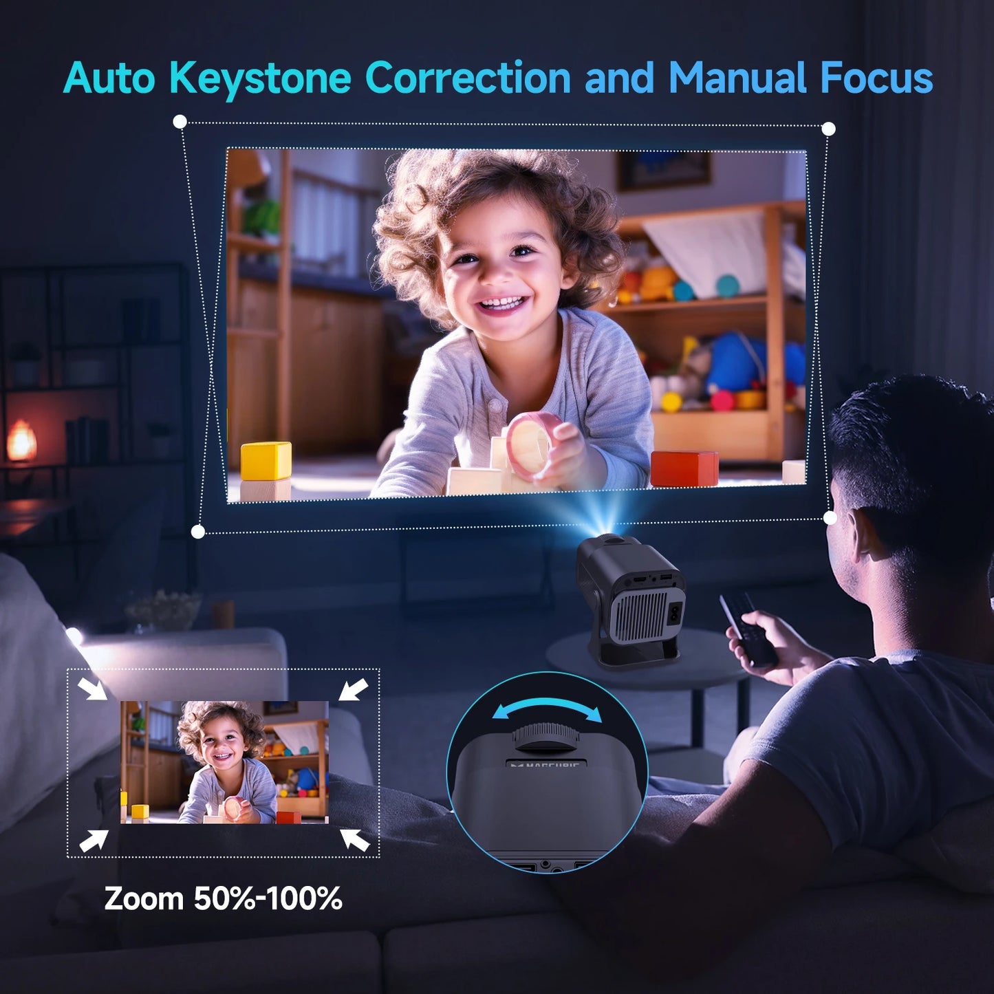 Mini Projector 4K 180° Rotable